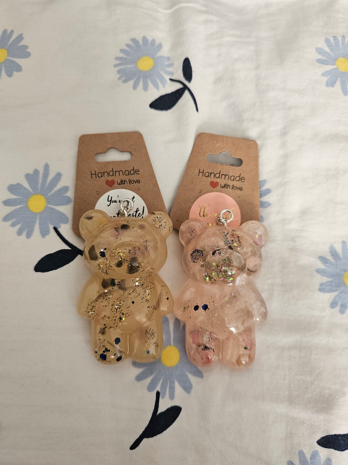 Glitter bears resin keychains