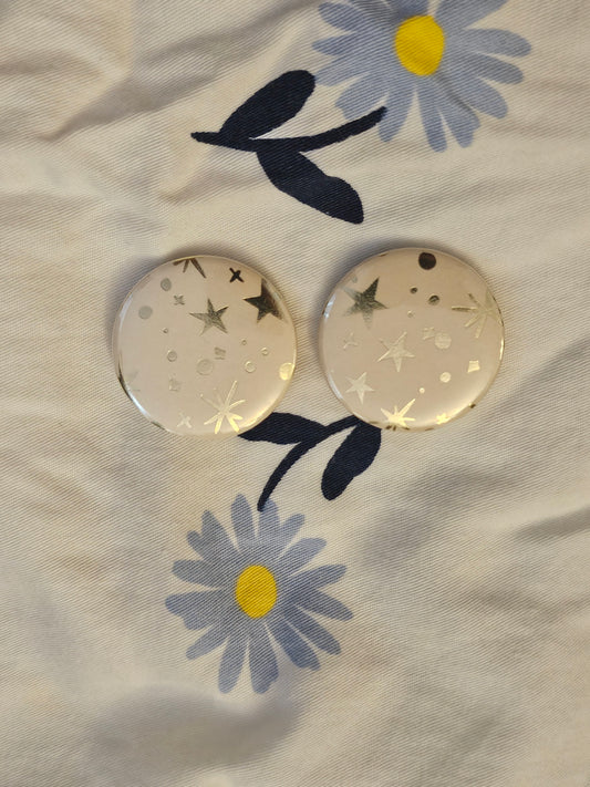 1.25" stars and sparkles button pin