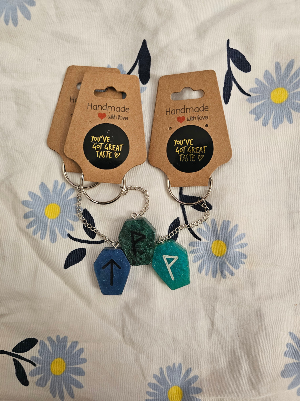 Blue Runic Coffin Keychains
