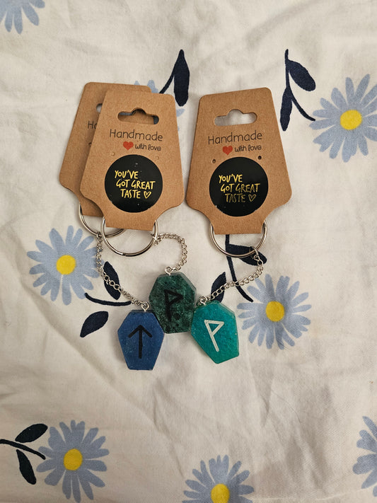 Blue Runic Coffin Keychains