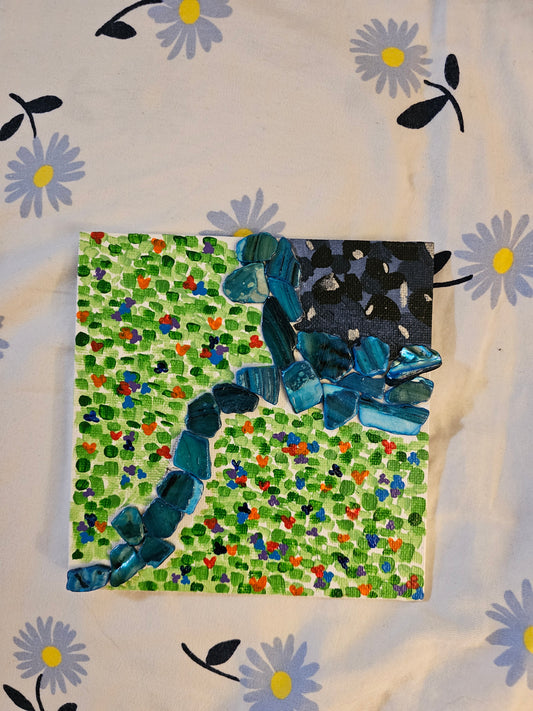 Hand-painted 5x5 Water garden painting