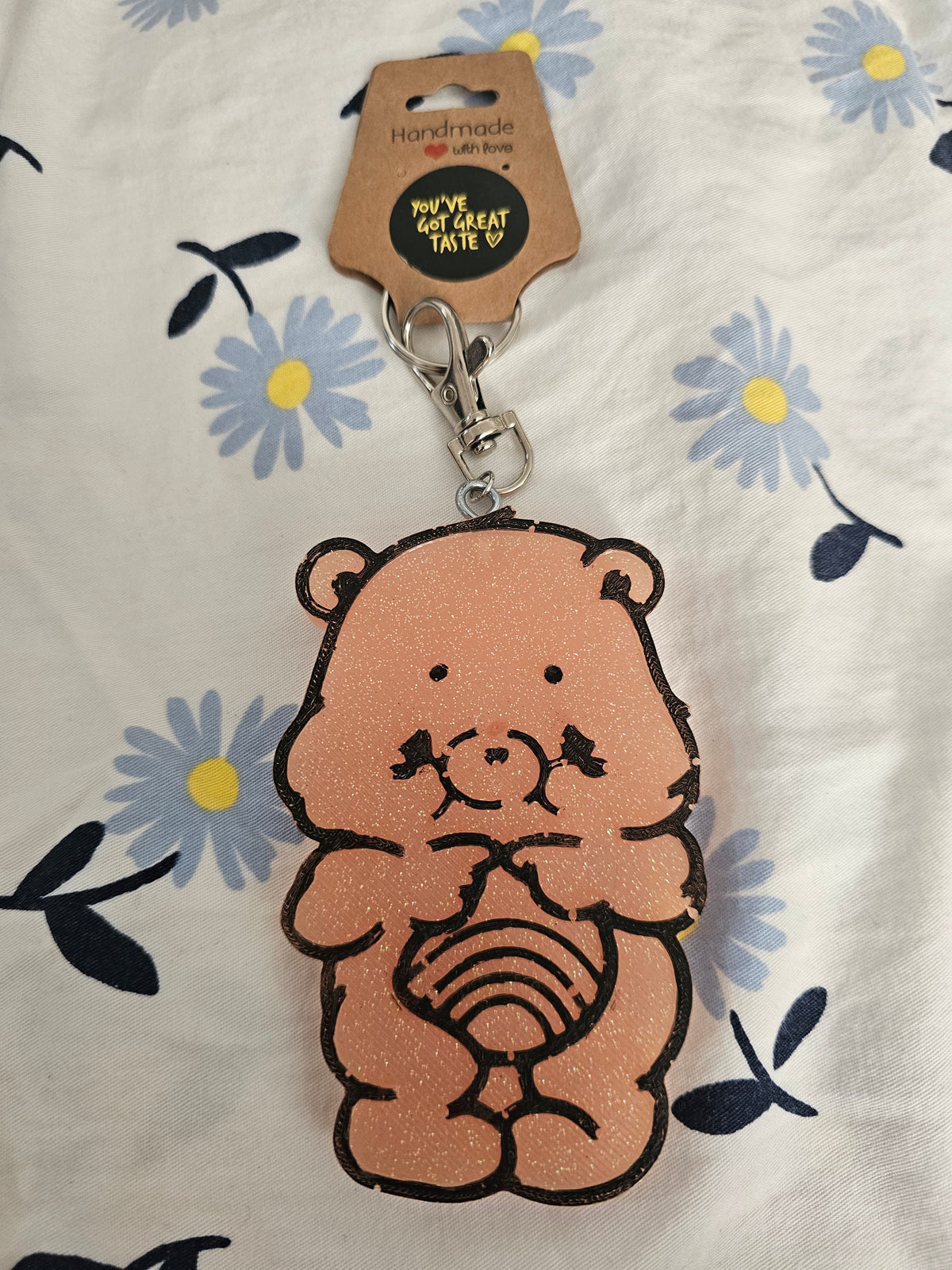 pink bear large keychain