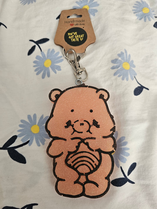 pink bear large keychain