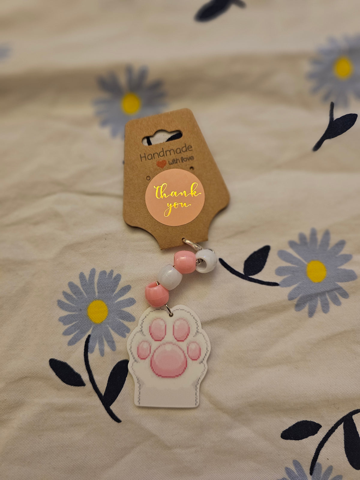 Paw Print Acrylic Keychain, with pony beads