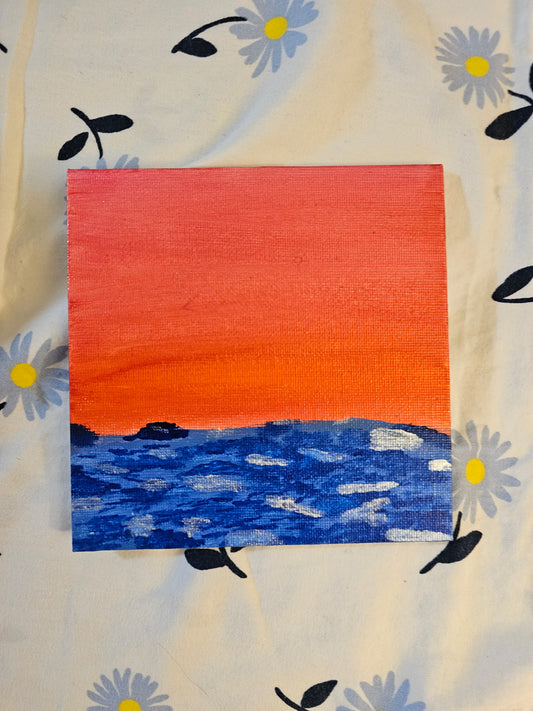 "Sunset vibes" handmade painting 5x5