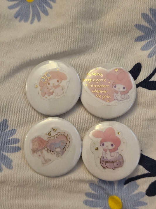 Pink bunny 1.25" button set (4 pieces)
