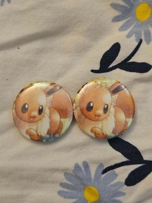 1.25" fluffy fox button pins