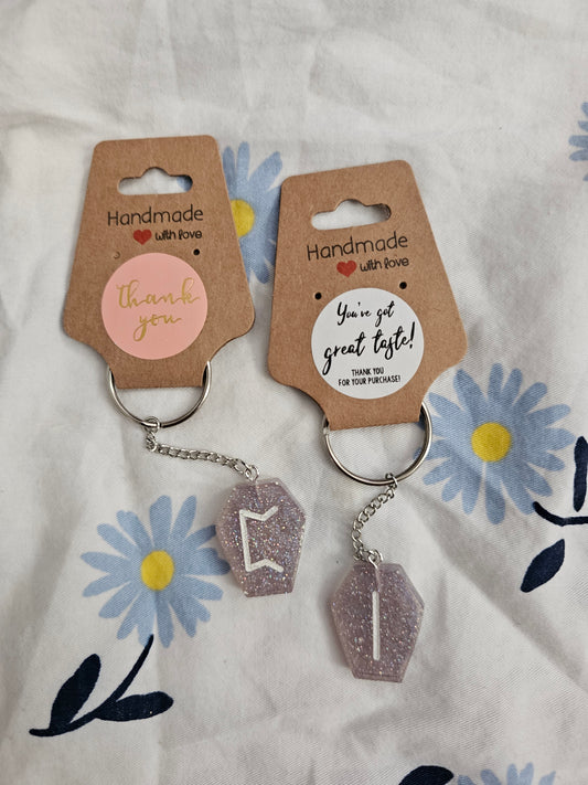 Light purple Runic coffin keychains