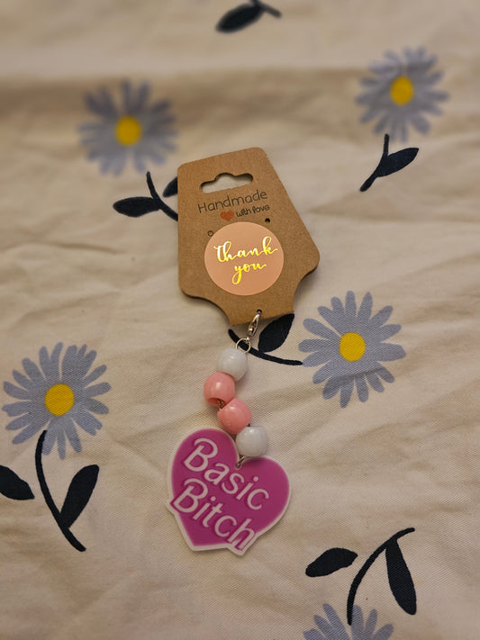 Basic B* Keychain with pony beads