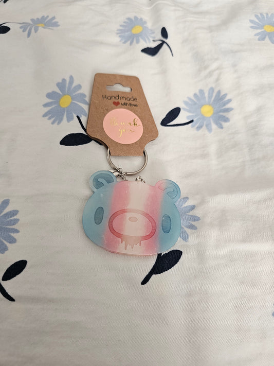 Trans pride bear keychain